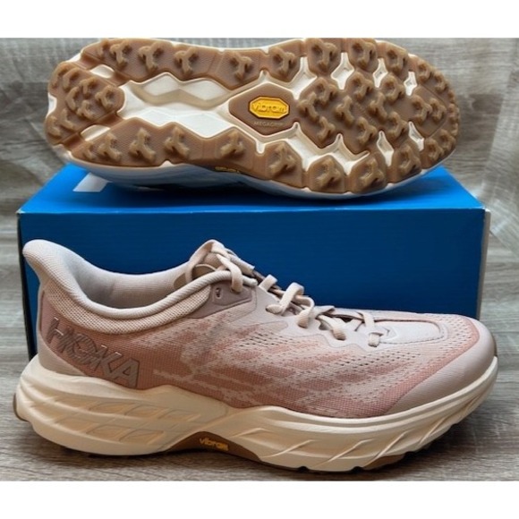 Hoka One One Women's Speedgoat 5 Trainers Cream/Sandstone Shoes NIB - Size 9.5B - Picture 7 of 16